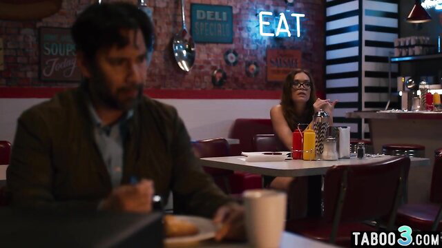 Katie Kush in desperate babe diner scene, saving family business