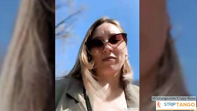 Crazy-Rosa blonde in trench coat, intimate stripTango exhibition tease