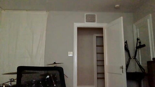 Amateur solo tugging fishnets with big pink toy closeup