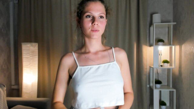 Maritzastitt shy 18yo teen in tight white crop top, big boobs tease