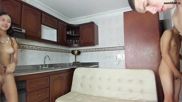 Your__Dolls amateur Asian couple nude kitchen foreplay Chaturbate