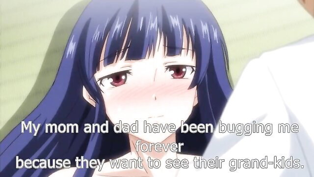 Anime girl with flushed face nagged by parents for grandkids in Shoujo-tachi no Sadism ep 1