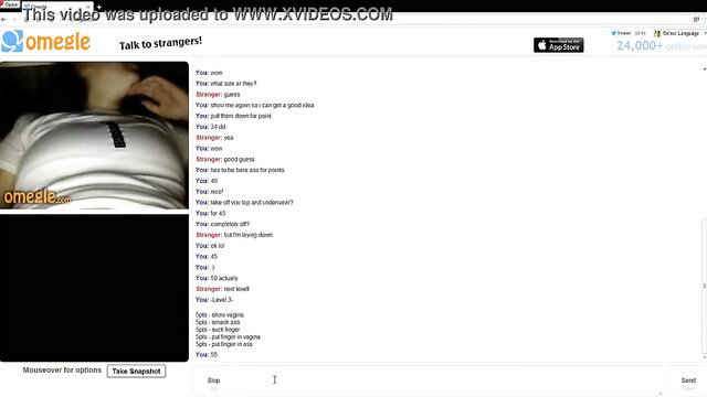 Hot Omegle teen with big 34DD tits chatting on cam