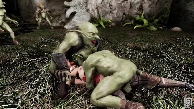 Goblin gangbang on redhead woman in Skyrim Isekai fantasy