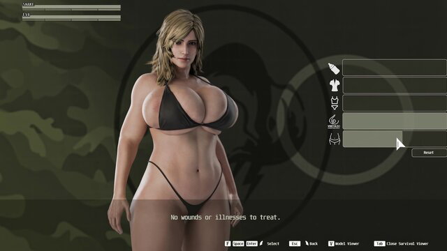 Blonde busty woman in skimpy black bikini, Eva Recoil 4K game render