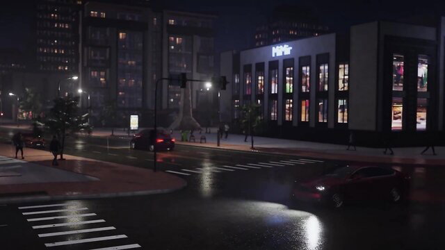 Tifa Club Episode 2 Trailer: Night city street scene with wet roads and neon lights