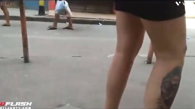 Street grope compilation: Latina in shorts groped by men outdoors