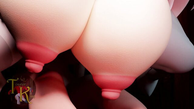 Ghost Hunted closeup of huge pale silicone tits and ass with red nipples