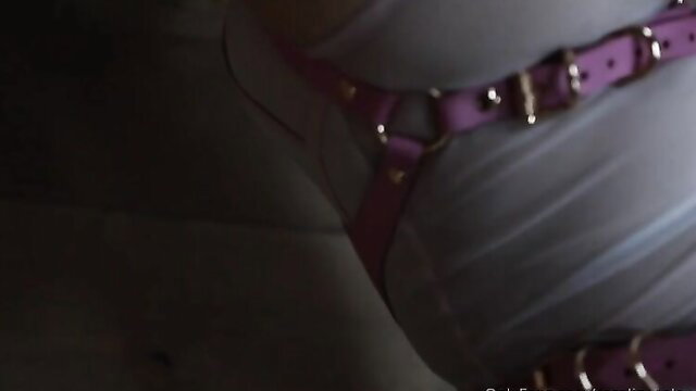 Caroline Zalog in bondage lingerie