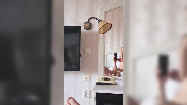 Blonde with massive tits rides cock POV mirror reflection