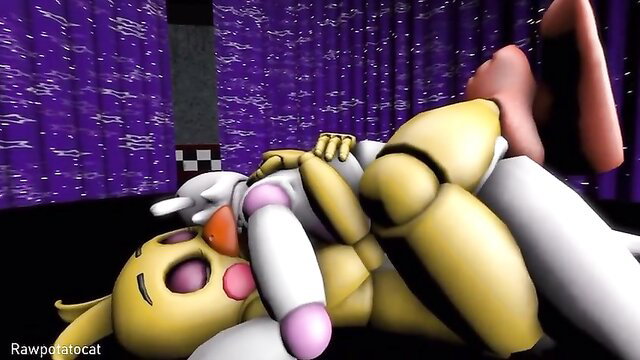 Toy Chica fucked by Mangle futa in intense animatronic sex