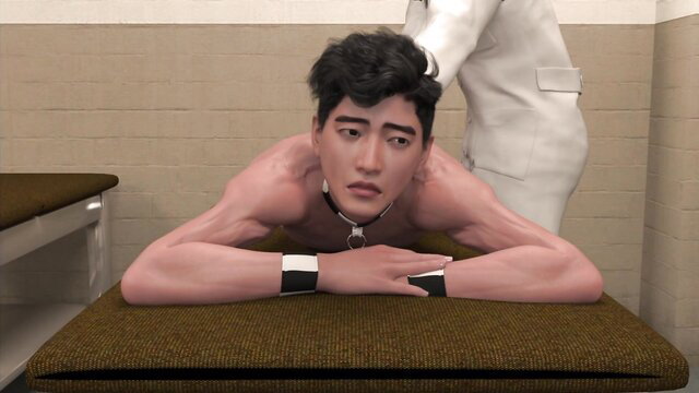 Korean stud Antony bound naked in prisoner exam by physician Christopher
