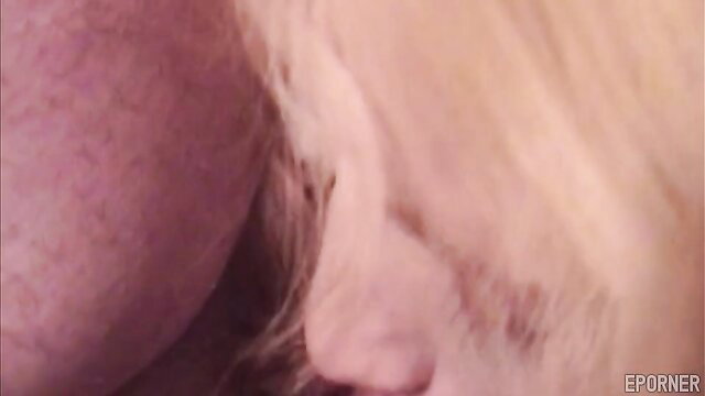 Blonde cougar closeup with eager mouth and pink tongue in hot XXX scene