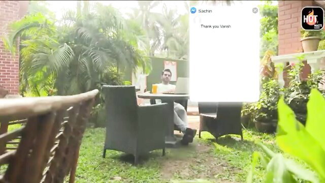 Hot Indian man in Rasabali web series chats on phone outdoors