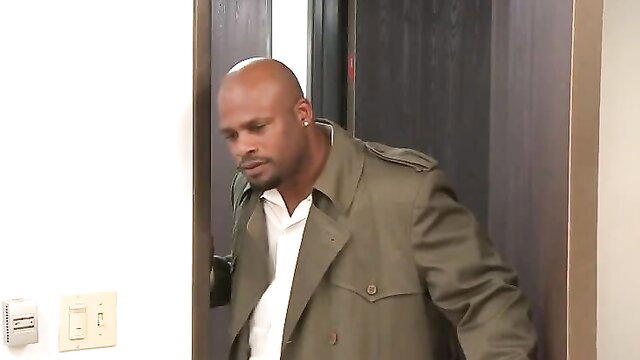 Bald Black Man in Trench Coat in Adrianna Luna Office Affair