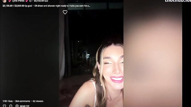 Lyna Perez live bare flash tease in lingerie, big tits brunette