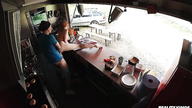 Scarlett Jones topless at Fuck Truck counter in RealityKings big-dick scene