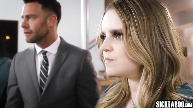 Codi Vore in suit with handsome man, arousing fatty riding big cock