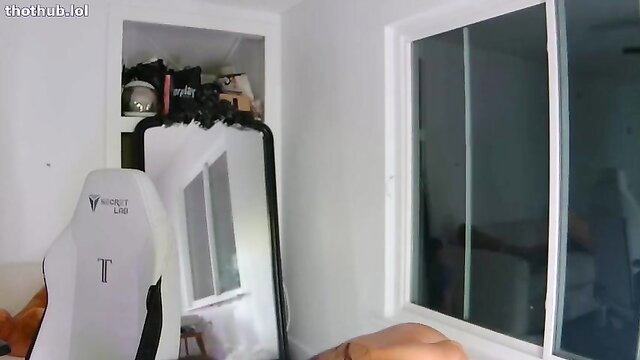 Izzy Green in gaming chair, hot latina streamer setup