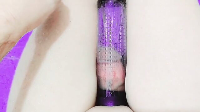 Hot sissy crossdresser in pink panties with huge white ass in tight tube