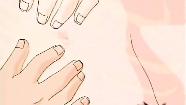 Hentai girl with huge tits reaching hands in erotic massage scene