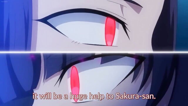 Hypnosis JAV OVA closeup of Tsubaki Miyajima's wide red eyes and black hair