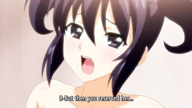 Cute Japanese JAV girl with ponytails smiling nude, blushing expression