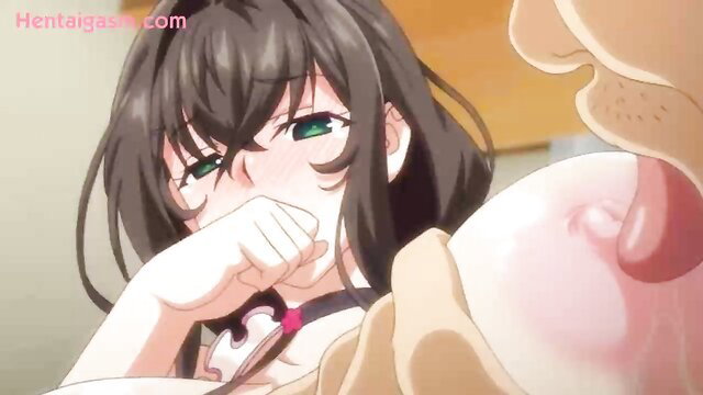 Hentai wife cheats with old man, flushed face closeup NTR sex