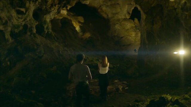 Aria Bedmar and Maria Marnez nude tits in La Huella del Mal cave sex scene