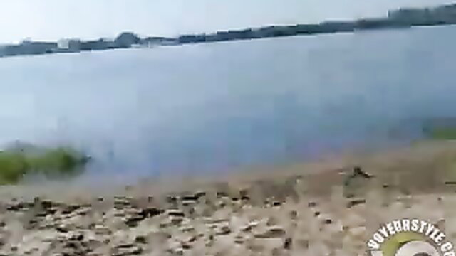 Public outdoor jerking compilation thumbnail blurry lake shore view