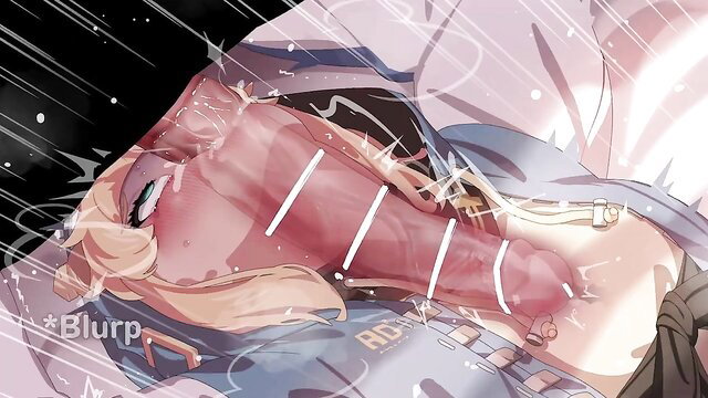 Femboy Bridget JOI hentai closeup of anal penetration with cum effects