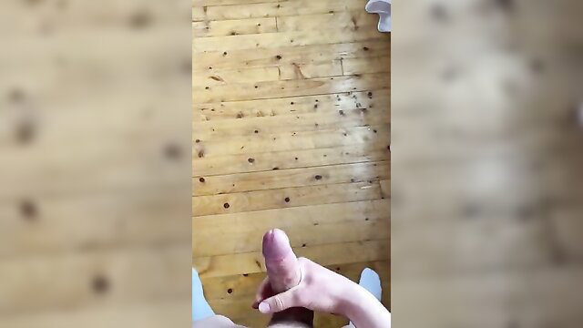 Amateur twink MaxT winks stroking huge erect cock closeup