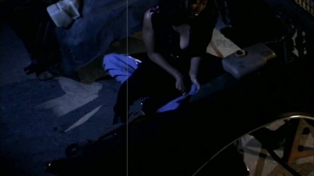 Hot brunette in black dress bends over car for revenge fuck