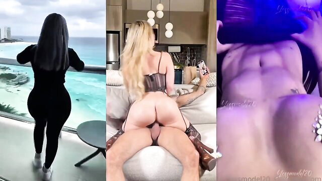 Blonde stepmom bares huge ass, POV dick tease in Latina fantasy