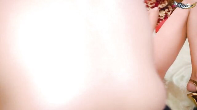 Indian college girl legs in red skirt and gold heels at swinger party