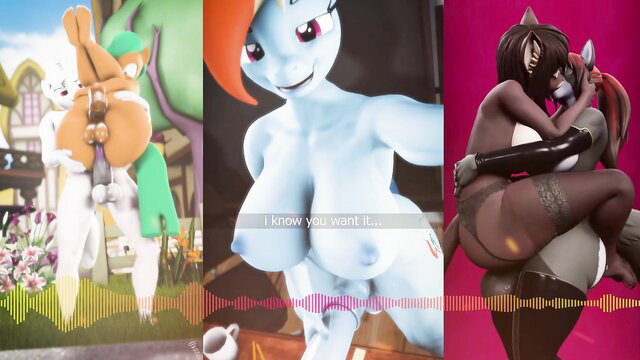 Futanari furry babes in lewd poses, teasing cocks and tits