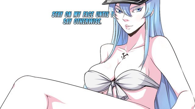 Esdeath hentai JOI domme in bikini commands stay on face edging denial
