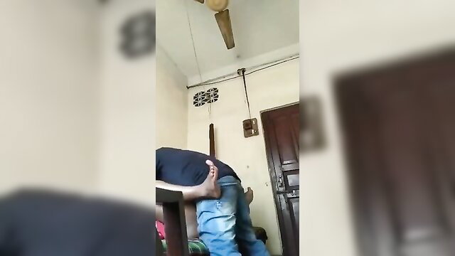 Desi randi bent over table fucked by customer in amateur Indian livecam