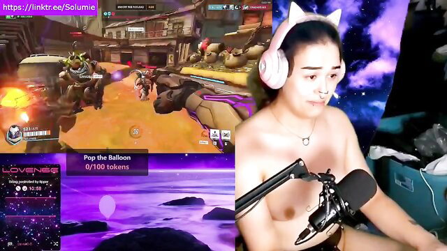 Nude Asian Overwatch catgirl streamer with headphones vibed post-game