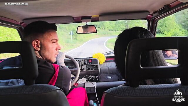 Lucas Peracchi drives with big-ass Colombian Mariana Martix in car