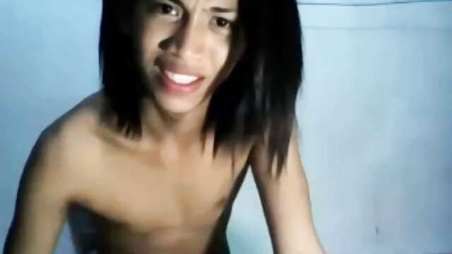 Amazing Filipino ladyboy flashing nude on cam, topless smile
