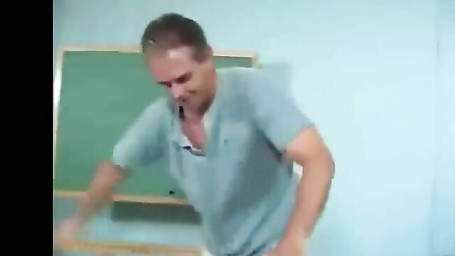 Hot dominant daddy in classroom spanks sexy school girls