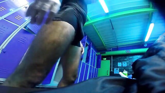 Str8 daddy handsfree cum in gym shorts POV