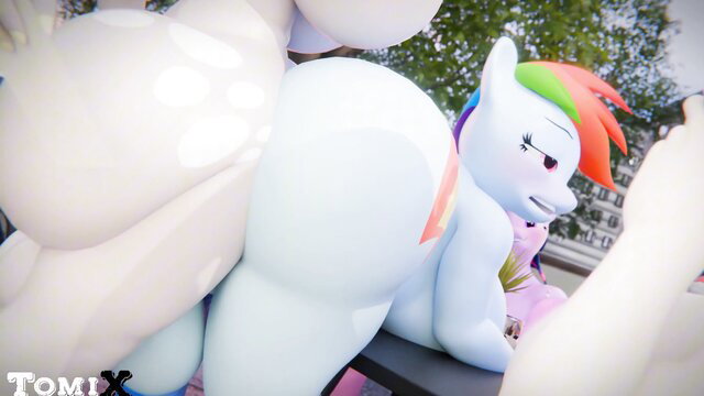 Rainbow Dash pony futa with huge white ass, explicit anthro MLP porn thumbnail