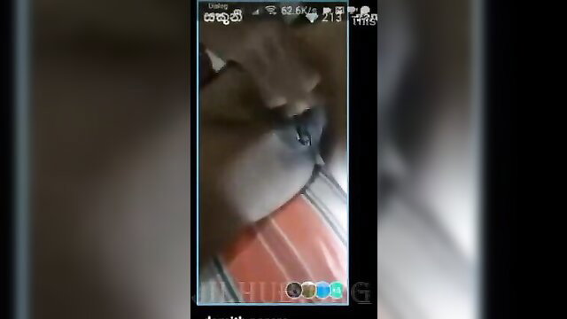 Closeup of Sri Lankan girl's nude face and tits in video call fun