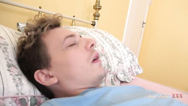 Princess Anna sleeping in bed, caught stepson stealing panties