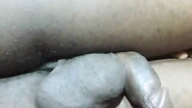 Amateur BBC handjob closeup with thick black cock masturbation