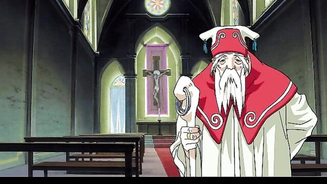Anime cleric with red hat and staff in church, VIPER RSR Ep.4 hentai thumbnail