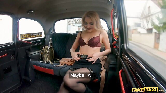 Caty Kiss in bra and skirt flashing in Fake Taxi cab