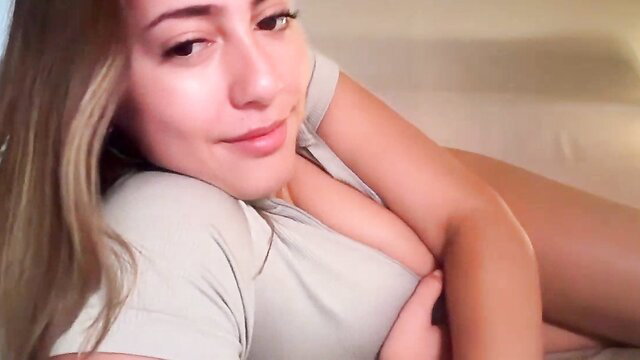 Sieena smiles seductively in tight top, huge cleavage tease